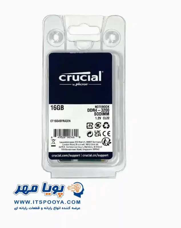 رم لپ تاپ کروشیال ظرفیت 16 گیگابایت از نوع DDR4-3200